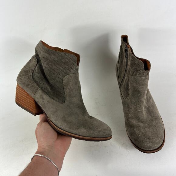 Kork-Ease Sherrill Bootie Women's 9 Brown Suede Side Zip Round Toe Ankle Boots - Picture 1 of 10